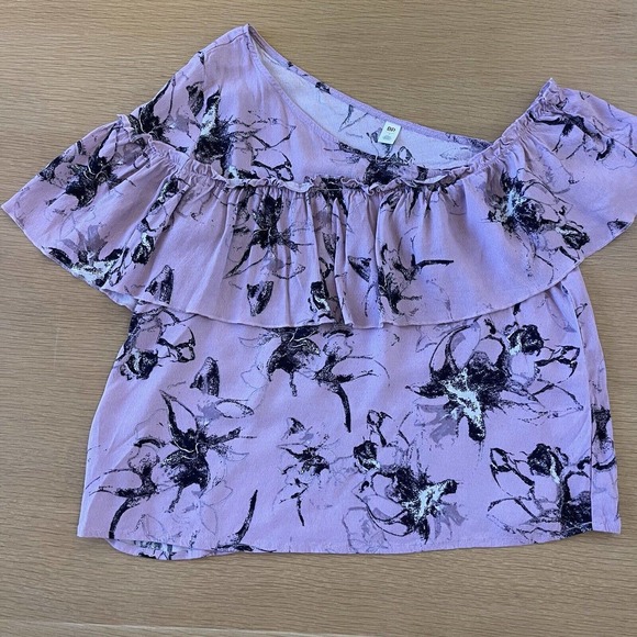 bp Tops - Women's BP Nordstrom Size S Floral Abstract Lilac Purple One Shoulder